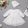 imageToddler Baby Girl Long Sleeve Fall Dress Flower Lace Wedding First Birthday Baptism Christening Dresses with Hat OutfitWhite Lace Floral