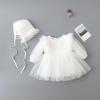 imageToddler Baby Girl Long Sleeve Fall Dress Flower Lace Wedding First Birthday Baptism Christening Dresses with Hat OutfitWhite Lace Flower
