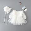 imageToddler Baby Girl Long Sleeve Fall Dress Flower Lace Wedding First Birthday Baptism Christening Dresses with Hat OutfitWhite Lace Flower