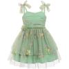 imageBaby Girls Tutu Dress Summer Sleeveless Backless Princess Birthday Party Dresses Sequin Ruffle Tulle Bowknot SundressGreen Floral