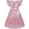 imageIDOPIP Flower Girl Sequin Ruffle Tutu Dress for Kids Wedding Pageant Party Formal Gown Princess Birthday Communion DressesPink