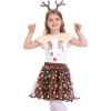 imageIDOPIP Kids Boys Girls Christmas Santa Elf Reindeer Costume Fancy Dress up Cosplay Xmas Holiday Party Dress Outfit with HatBrown Reindeer  Girls