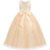 imageIDOPIP Sequin Appliques Flower Girl Dress for Kids Wedding Pageant Party Long Gown Princess Birthday Communion Tulle DressesChampagne  Vback