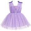 imageIDOPIP Sparkle Sequin Tutu Dress for Girls Birthday Glitter Tulle Formal Prom Pageant Mesh Ruffle DressPurple
