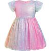 imageIDOPIP Toddler Baby Girls Sequin Ombre Dress Rainbow Princess Birthday Party Sparkly Dresses Pageant Wedding Tutu Gown 9M6TPink