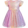 imageIDOPIP Toddler Baby Girls Sequin Ombre Dress Rainbow Princess Birthday Party Sparkly Dresses Pageant Wedding Tutu Gown 9M6TPurple