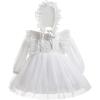 imageToddler Baby Girl Long Sleeve Fall Dress Flower Lace Wedding First Birthday Baptism Christening Dresses with Hat OutfitWhite Lace Flower