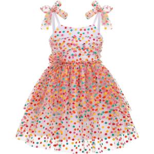 imageBaby Girls Tutu Dress Summer Sleeveless Backless Princess Birthday Party Dresses Sequin Ruffle Tulle Bowknot SundressColorful Confetti
