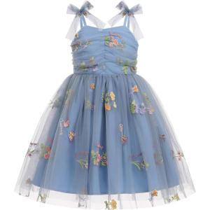 imageBaby Girls Tutu Dress Summer Sleeveless Backless Princess Birthday Party Dresses Sequin Ruffle Tulle Bowknot SundressDark Blue Floral