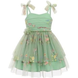 imageBaby Girls Tutu Dress Summer Sleeveless Backless Princess Birthday Party Dresses Sequin Ruffle Tulle Bowknot SundressGreen Floral