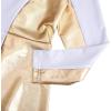 imageGirls Kids Metallic Gold Long Sleeve Praise Dance Dress Shiny Bi Color Block Liturgical Lyrical Loose Fit Full Length Robe Gown Worship Ruffle Tunic Circle Skirt Church Ballet Dancewear White 78Y