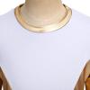 imageGirls Kids Metallic Gold Long Sleeve Praise Dance Dress Shiny Bi Color Block Liturgical Lyrical Loose Fit Full Length Robe Gown Worship Ruffle Tunic Circle Skirt Church Ballet Dancewear White 78Y