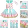 imageIDOPIP Baby Girls Donut Ice Cream Tutu Dress Summer Sleeveless Strap Backless Princess Birthday Party Dresses with HeadwearGreen Ice Cream