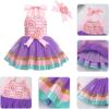 imageIDOPIP Baby Girls Donut Ice Cream Tutu Dress Summer Sleeveless Strap Backless Princess Birthday Party Dresses with HeadwearPink Donut