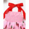 imageIDOPIP Baby Girls Donut Ice Cream Tutu Dress Summer Sleeveless Strap Backless Princess Birthday Party Dresses with HeadwearPink Strawberry