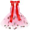 imageIDOPIP Baby Girls Donut Ice Cream Tutu Dress Summer Sleeveless Strap Backless Princess Birthday Party Dresses with HeadwearPink Strawberry