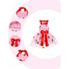 imageIDOPIP Baby Girls Donut Ice Cream Tutu Dress Summer Sleeveless Strap Backless Princess Birthday Party Dresses with HeadwearPink Strawberry