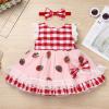 imageIDOPIP Baby Girls Gingham Tutu Dress Sequin Strawberry Cow Print Princess Birthday Party Dresses with Headband 2PCS OutfitRed Plaid Strawberry