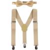 imageIDOPIP Cake Smash Outfit Boys Suspender Bow Tie Set with Birthday Hat Formal Tuxedo Suit for Kids Baby Photo Shoot CostumeKhaki