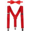 imageIDOPIP Cake Smash Outfit Boys Suspender Bow Tie Set with Birthday Hat Formal Tuxedo Suit for Kids Baby Photo Shoot CostumeRed