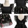 imageIDOPIP Embroidery Flower Girl Dress for Kids Baby Wedding Pageant Party Communion Dresses Backless Butterfly Birthday GownBlack Floral