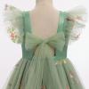 imageIDOPIP Embroidery Flower Girl Dress for Kids Baby Wedding Pageant Party Communion Dresses Backless Butterfly Birthday GownDark Green Floral
