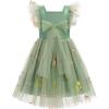 imageIDOPIP Embroidery Flower Girl Dress for Kids Baby Wedding Pageant Party Communion Dresses Backless Butterfly Birthday GownDark Green Floral
