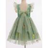 imageIDOPIP Embroidery Flower Girl Dress for Kids Baby Wedding Pageant Party Communion Dresses Backless Butterfly Birthday GownDark Green Floral
