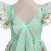 imageIDOPIP Embroidery Flower Girl Dress for Kids Baby Wedding Pageant Party Communion Dresses Backless Butterfly Birthday GownGreen Floral