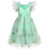 imageIDOPIP Embroidery Flower Girl Dress for Kids Baby Wedding Pageant Party Communion Dresses Backless Butterfly Birthday GownGreen Floral