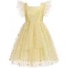 imageIDOPIP Embroidery Flower Girl Dress for Kids Baby Wedding Pageant Party Communion Dresses Backless Butterfly Birthday GownYellow Daisy