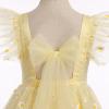 imageIDOPIP Embroidery Flower Girl Dress for Kids Baby Wedding Pageant Party Communion Dresses Backless Butterfly Birthday GownYellow Daisy
