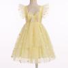 imageIDOPIP Embroidery Flower Girl Dress for Kids Baby Wedding Pageant Party Communion Dresses Backless Butterfly Birthday GownYellow Daisy