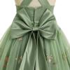 imageIDOPIP Embroidery Flower Girl Dress for Kids Wedding Pageant Formal Party Dresses Communion Bowknot Backless Maxi Tulle GownsGreen