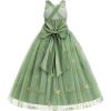imageIDOPIP Embroidery Flower Girl Dress for Kids Wedding Pageant Formal Party Dresses Communion Bowknot Backless Maxi Tulle GownsGreen