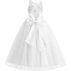 imageIDOPIP Embroidery Flower Girl Dress for Kids Wedding Pageant Formal Party Dresses Communion Bowknot Backless Maxi Tulle GownsWhite Flower