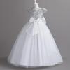 imageIDOPIP Flower Girl Sequin Lace Dresses for Wedding First Communion Dress Kids Princess Pageant Formal Party Long Maxi GownsWhite  Cap Sleeve
