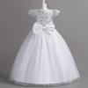imageIDOPIP Flower Girl Sequin Lace Dresses for Wedding First Communion Dress Kids Princess Pageant Formal Party Long Maxi GownsWhite  Cap Sleeve