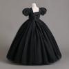 imageIDOPIP Flower Girl Sequin Laceup Bow Dress for Kid Wedding Bridesmaid Pageant Party Formal Long Gown Communion Tulle DressesBlack