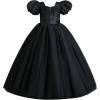 imageIDOPIP Flower Girl Sequin Laceup Bow Dress for Kid Wedding Bridesmaid Pageant Party Formal Long Gown Communion Tulle DressesBlack