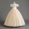 imageIDOPIP Flower Girl Sequin Laceup Bow Dress for Kid Wedding Bridesmaid Pageant Party Formal Long Gown Communion Tulle DressesChampagne
