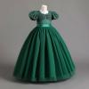 imageIDOPIP Flower Girl Sequin Laceup Bow Dress for Kid Wedding Bridesmaid Pageant Party Formal Long Gown Communion Tulle DressesGreen