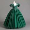 imageIDOPIP Flower Girl Sequin Laceup Bow Dress for Kid Wedding Bridesmaid Pageant Party Formal Long Gown Communion Tulle DressesGreen