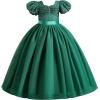 imageIDOPIP Flower Girl Sequin Laceup Bow Dress for Kid Wedding Bridesmaid Pageant Party Formal Long Gown Communion Tulle DressesGreen