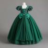 imageIDOPIP Flower Girl Sequin Laceup Bow Dress for Kid Wedding Bridesmaid Pageant Party Formal Long Gown Communion Tulle DressesGreen