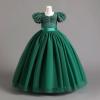 imageIDOPIP Flower Girl Sequin Laceup Bow Dress for Kid Wedding Bridesmaid Pageant Party Formal Long Gown Communion Tulle DressesGreen