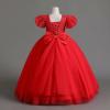 imageIDOPIP Flower Girl Sequin Laceup Bow Dress for Kid Wedding Bridesmaid Pageant Party Formal Long Gown Communion Tulle DressesRed