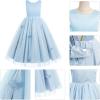 imageIDOPIP Flower Girl VBackless Bowknot Dress for Kids Wedding Formal Party Pageant Maxi Gown Princess Communion Tulle DressesBlue