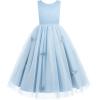 imageIDOPIP Flower Girl VBackless Bowknot Dress for Kids Wedding Formal Party Pageant Maxi Gown Princess Communion Tulle DressesBlue
