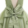 imageIDOPIP Flower Girl VBackless Bowknot Dress for Kids Wedding Formal Party Pageant Maxi Gown Princess Communion Tulle DressesGreen